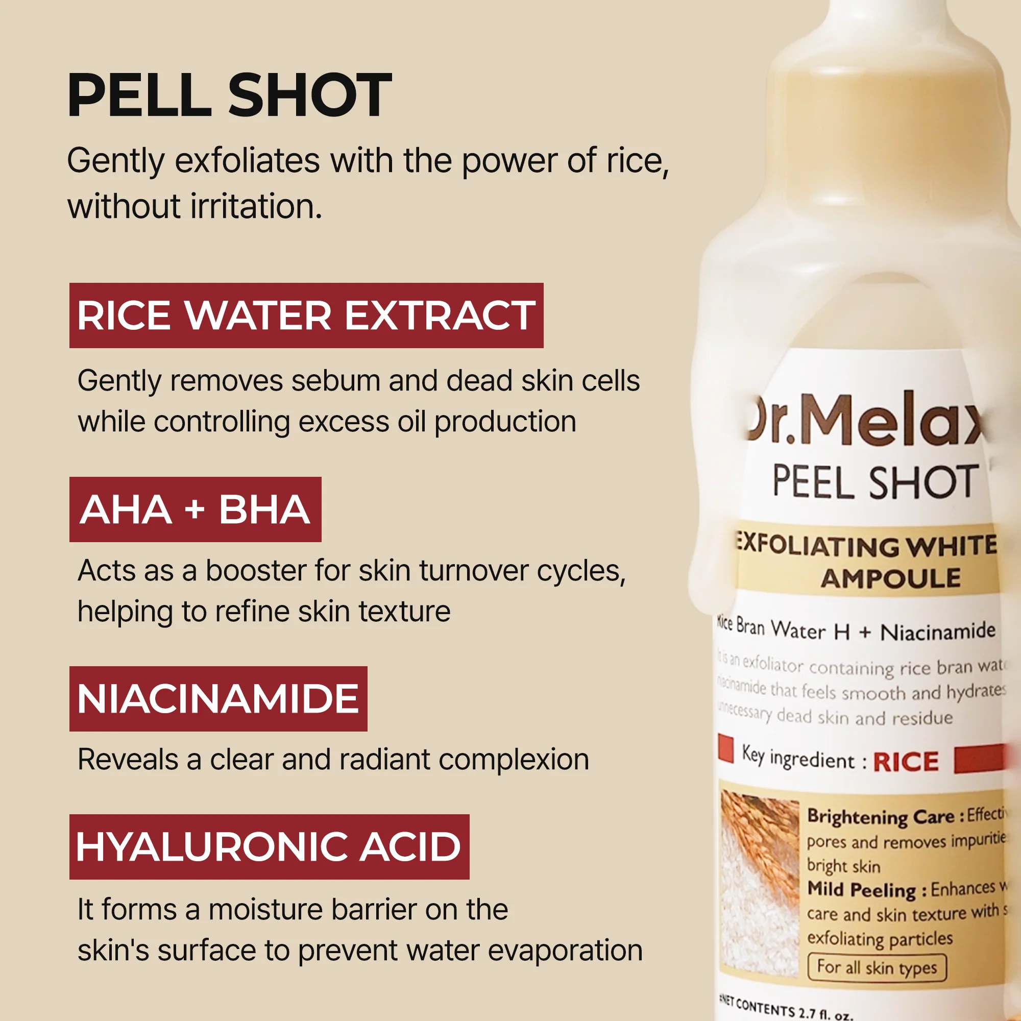 Dr. Melaxin - Peel Shot Exfoliating White Rice Ampoule - Image 6