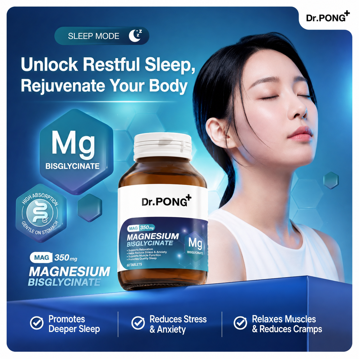 Dr.PONG Magnesium Bisglycinate 60 Tablets - Image 2
